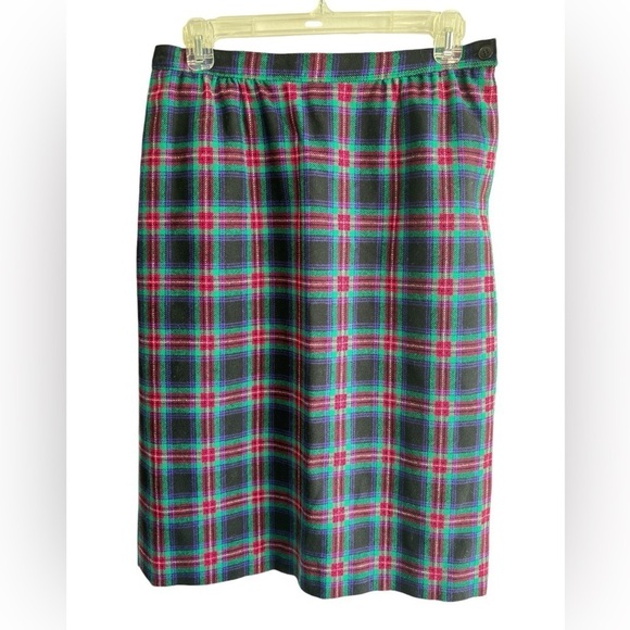 VTG Pendleton Plaid Wool Midi Skirt Womens 12P Lined Pleaded Pockets Made in USA - Picture 4 of 12